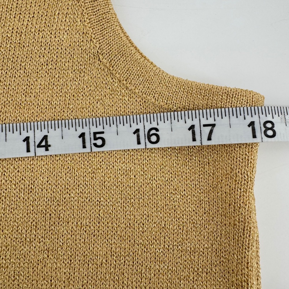 St‎ John Basics Gold Metallic Knit Scoop Neck Tank Top Shell Medium Made in USA - Picture 4 of 8